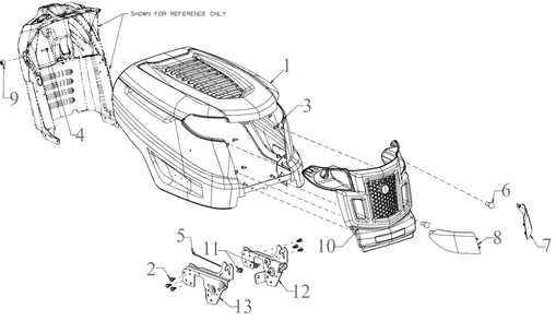 Hoodandgrille Diagram and Parts List for 679-46 (13AJ77KT345)(2020) Yard Machines Lawn Tractor